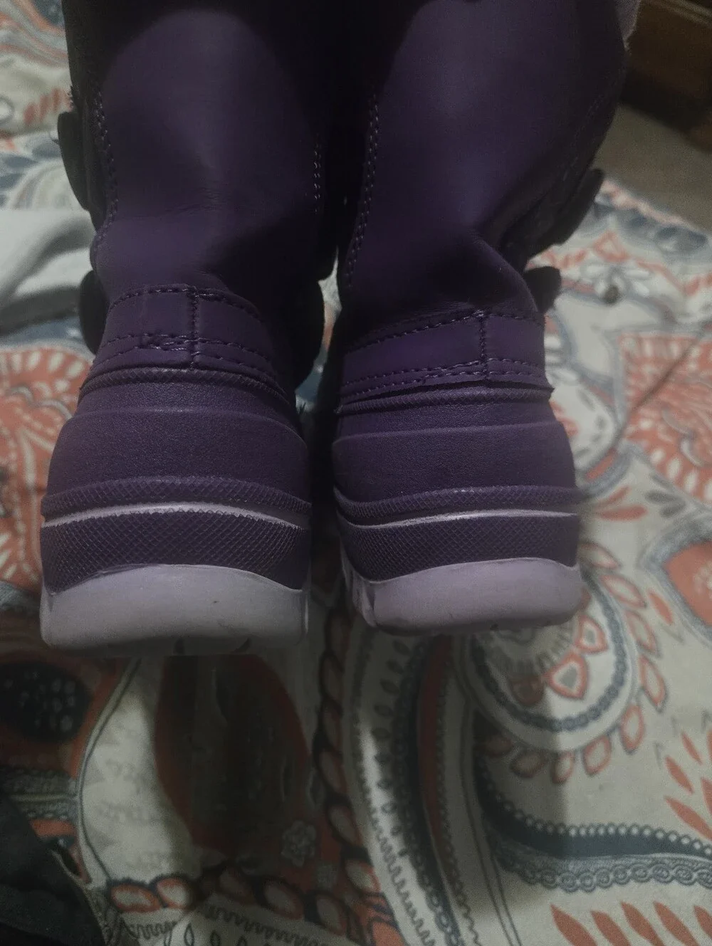 Size 11/12 Toddler Girls Cat& Jack Purple Thermolite 2 Strap Velcro  Snow Boots.